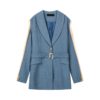 Elegant Patchwork Loose  Fashion Belted Workwear Blazer - Image 10