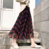 Elegant Plaid Pleated A Line Maxi Skirt - Image 2