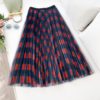 Elegant Plaid Pleated A Line Maxi Skirt - Image 7