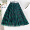 Elegant Plaid Pleated A Line Maxi Skirt - Image 8