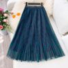 Elegant Plaid Pleated A Line Maxi Skirt - Image 9