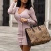 Elegant Ribbed  Buttons Details Knitted Bodycon Sexy Dress