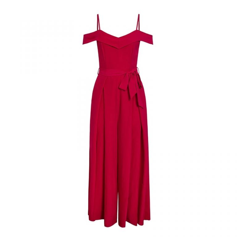Elegant V Neck Wide Leg Off Shoulder Sexy Jumpsuit - Image 4