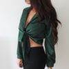 Fashion Casual Solid Long Sleeve Silk Office Work Lapel Shirt - Image 6
