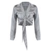 Fashion Casual Solid Long Sleeve Silk Office Work Lapel Shirt - Image 7