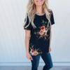 Fashion Floral Print Short Sleeve Casual O Neck Chiffon Blouses - Image 7