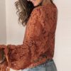 Flare Long Sleeve Lace O-neck Elegant Street Wear Blouse - Image 3