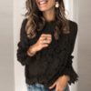 Flare Long Sleeve Lace O-neck Elegant Street Wear Blouse - Image 4