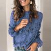 Flare Long Sleeve Lace O-neck Elegant Street Wear Blouse - Image 7