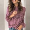 Flare Long Sleeve Lace O-neck Elegant Street Wear Blouse - Image 6