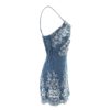 Floral Embroidery V neck Zipper Sexy Short Jumpsuit - Image 6