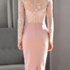 Floral Print Long Sleeves Split Front Sexy Jewel Neck Layered Slim Fit Bodycon Dress - Image 3