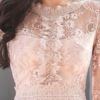 Floral Print Long Sleeves Split Front Sexy Jewel Neck Layered Slim Fit Bodycon Dress - Image 4