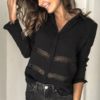 Hollow Out V-neck Lace Long Sleeve Chiffon Shirt - Image 2