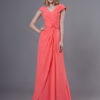 Long Chiffon Flowers Pleated Wedding Party Bridesmaid Dresses With Train