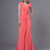 Long Chiffon Flowers Pleated Wedding Party Bridesmaid Dresses With Train - Image 2