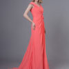 Long Chiffon Flowers Pleated Wedding Party Bridesmaid Dresses With Train - Image 3