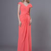 Long Chiffon Flowers Pleated Wedding Party Bridesmaid Dresses With Train - Image 4