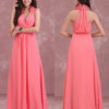 Long Halter Flowers V Neck Pleated Chiffon Wedding Party Bridesmaid Dresses
