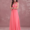Long Halter Flowers V Neck Pleated Chiffon Wedding Party Bridesmaid Dresses - Image 3