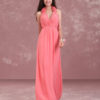 Long Halter Flowers V Neck Pleated Chiffon Wedding Party Bridesmaid Dresses - Image 7