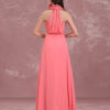 Long Halter Flowers V Neck Pleated Chiffon Wedding Party Bridesmaid Dresses - Image 8
