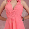 Long Halter Flowers V Neck Pleated Chiffon Wedding Party Bridesmaid Dresses - Image 9
