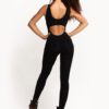 One Piece U Neck Sleeveless Cut Out Layered Polyester Skinny Outfit - Image 3