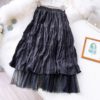 Pleated Mesh Stiching Casual Skirt - Image 7