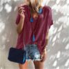Plus Size Casual Loose Short Sleeve Street Wear Sexy V-neck Blouse - Image 10