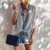 Plus Size Casual Loose Short Sleeve Street Wear Sexy V-neck Blouse - Image 3