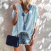 Plus Size Casual Loose Short Sleeve Street Wear Sexy V-neck Blouse - Image 4