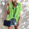 Plus Size Casual Loose Short Sleeve Street Wear Sexy V-neck Blouse - Image 5