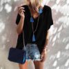 Plus Size Casual Loose Short Sleeve Street Wear Sexy V-neck Blouse - Image 6