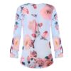 Plus Size Floral Print Button Casual O-Neck Chiffon Blouse - Image 10