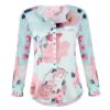 Plus Size Floral Print Button Casual O-Neck Chiffon Blouse - Image 11