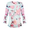Plus Size Floral Print Button Casual O-Neck Chiffon Blouse - Image 12