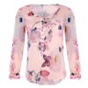 Plus Size Floral Print Button Casual O-Neck Chiffon Blouse - Image 15