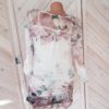Plus Size Floral Print Button Casual O-Neck Chiffon Blouse - Image 6