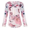 Plus Size Floral Print Button Casual O-Neck Chiffon Blouse - Image 7