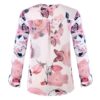 Plus Size Floral Print Button Casual O-Neck Chiffon Blouse - Image 8