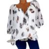 Plus Size Printed Casual V-Neck Chiffon Blouse