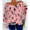 Plus Size Printed Casual V-Neck Chiffon Blouse - Image 5