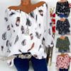 Plus Size Printed Casual V-Neck Chiffon Blouse - Image 6