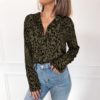 Plus Size Lapel Long Sleeve Sexy Leopard Print Elegant Chiffon Blouse - Image 2