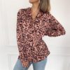 Plus Size Lapel Long Sleeve Sexy Leopard Print Elegant Chiffon Blouse - Image 7