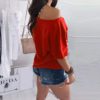 Plus Size Off Shoulder Batwing Sleeve Sexy Slash Neck Loose Blouse - Image 2