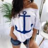 Plus Size Off Shoulder Batwing Sleeve Sexy Slash Neck Loose Blouse - Image 3
