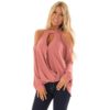 Plus Size Off Shoulder Long Sleeve Elegant Chiffon  Blouse