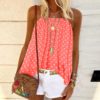 Polka Dot Print Backless Sleeveless Street Wear Strap Blouse